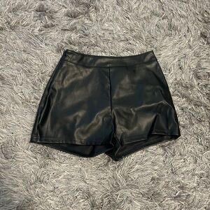 SHEIN Black High Waist Faux Leather Shorts